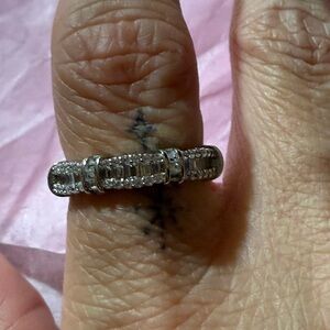 Elegant Silver Band Ring with CZ stones